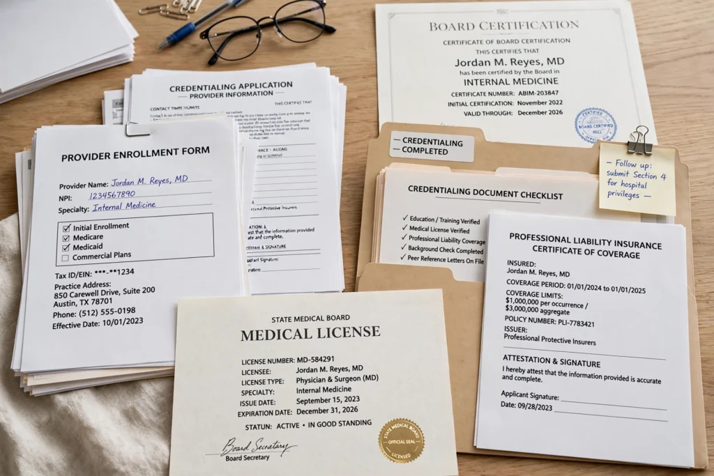 Credentialing documents and provider paperwork